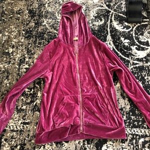 Zip up velvet sweater